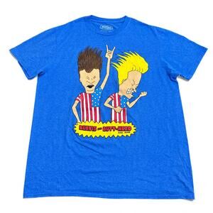 Beavis Butthead T Shirt Adult Size Large Blue America Logo Retro VTG Style Tee